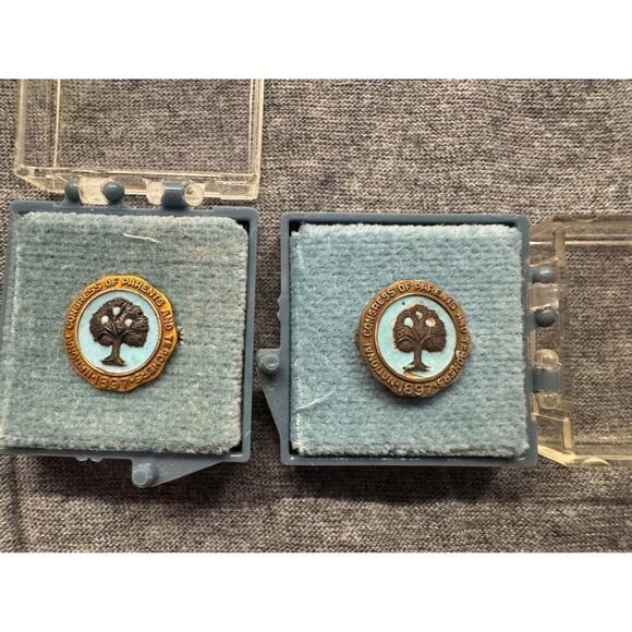 National Congress of Parents Teachers 1897 10k Gold Lapel Pin - Set of 2 - Picture 2 of 5